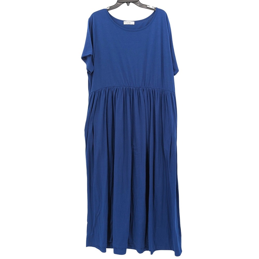 Nemidor Plus Size Blue Midi Dress Empire Waist Flowy‎ Casual Size 24